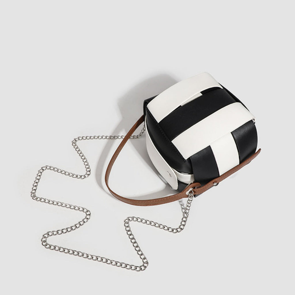 Fashion Contrasting Color PU Stylish Daily Commuter Bag - Simple Women's Shoulder Bag & Small Crossbody Tote