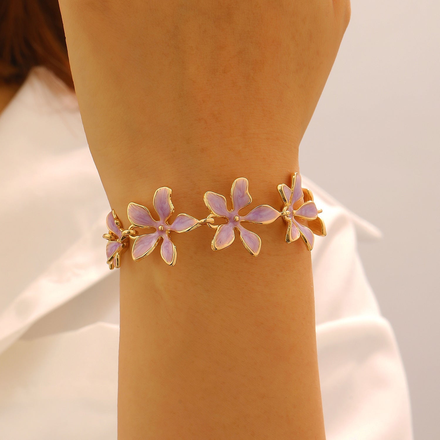 Trendy Geometric Enamel Flower Jewelry Set