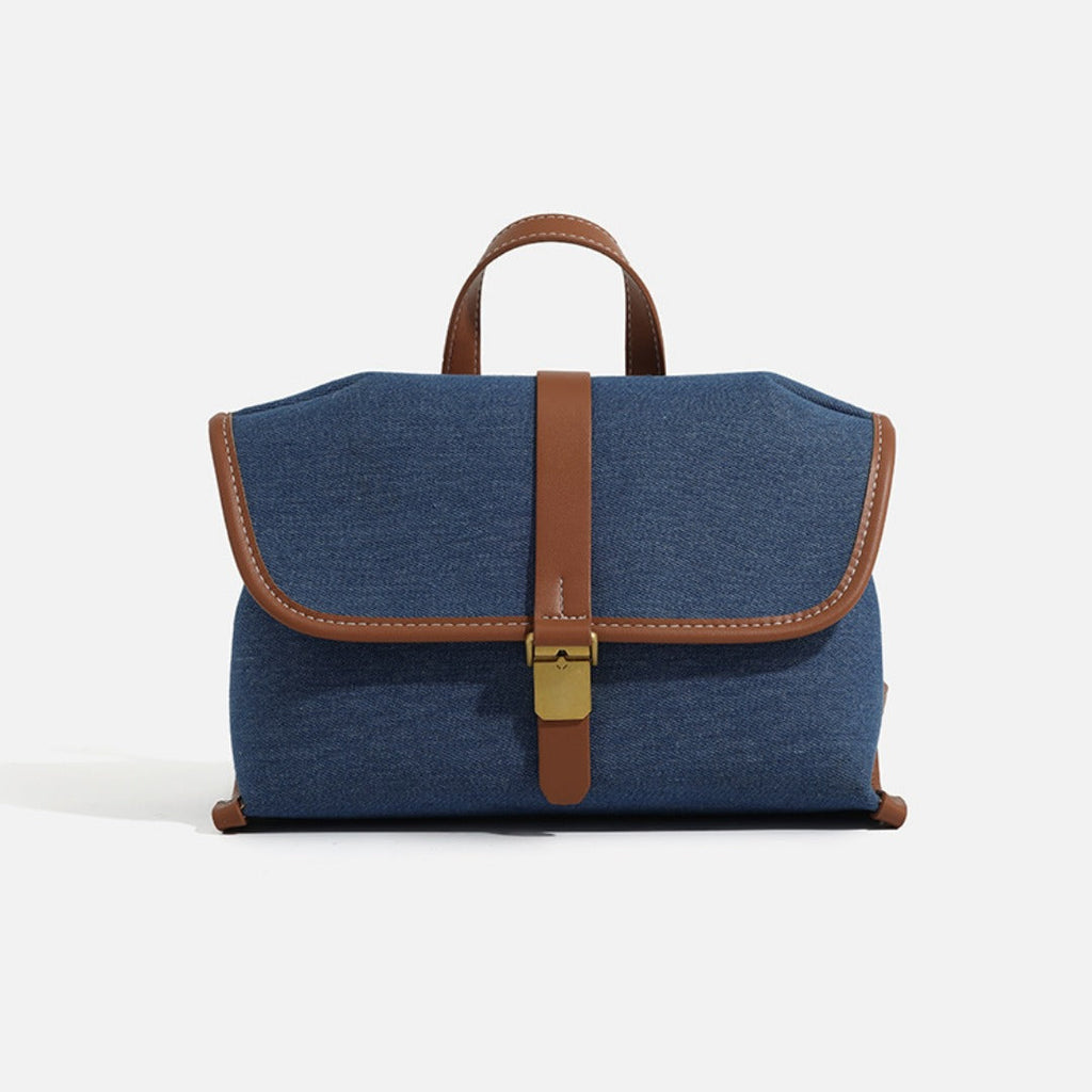 Denim messenger bag, women's casual canvas handbag, tote square bag