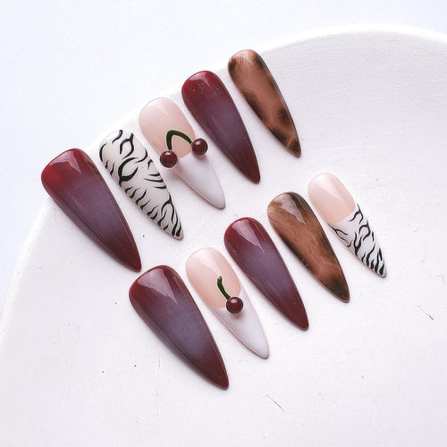 1076 Handmade Nail Wear Nail Art Reusable Press on Nails False Nails