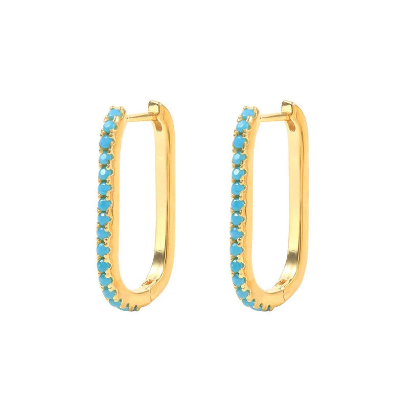 Color Zircon Earrings For Women 925 Sterling Silver Earrings Hoops Pendientes Plata Piercing Gold Jewelry