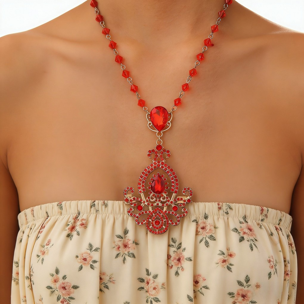 Vintage Crystal Brooch with Colorful Pendant