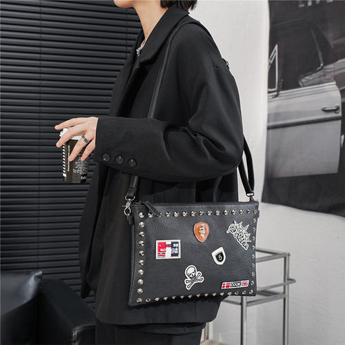 Black rivet clutch bag shoulder messenger bag envelope bag evening