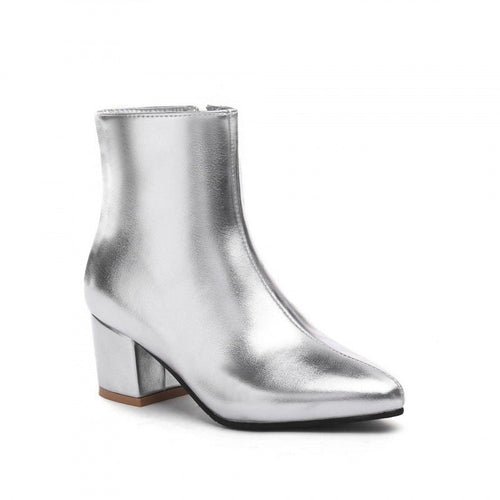 Chunky Heel Ankle Boots with Zipper