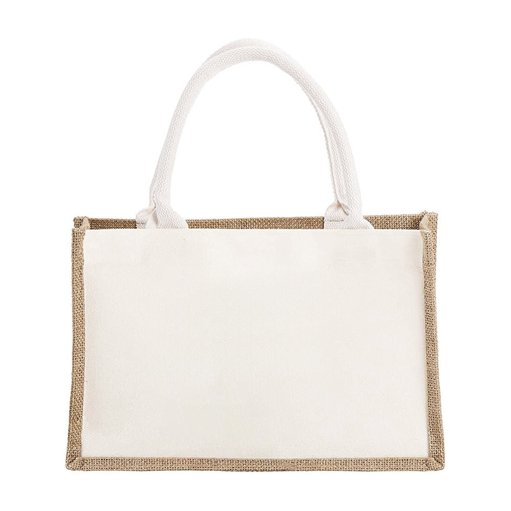 Cotton and linen canvas tote bag, printed letter tote bag, portable light handbag, gift shopping bag