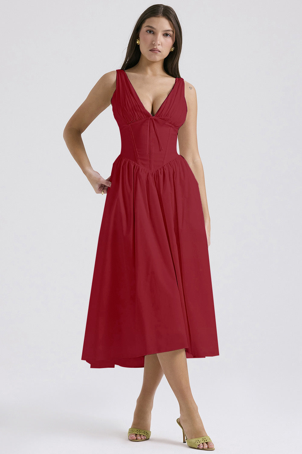 Summer Slim Suspender Long Dress Fashion Printed V-Neck Temperament Dress
