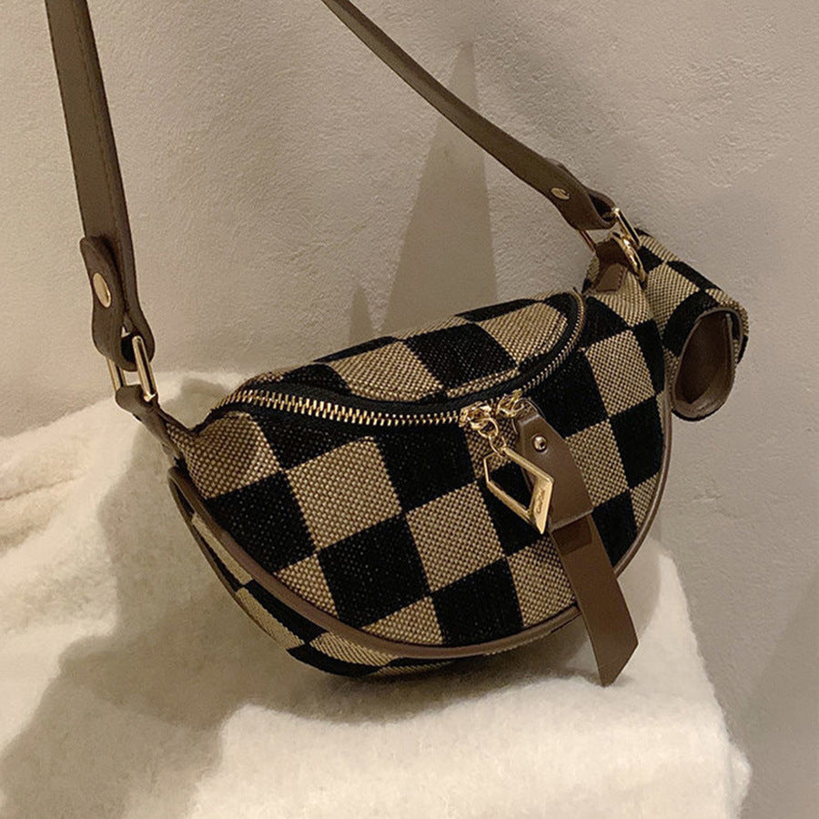 Small Crossbody Versatile Checkerboard Chest Bag – Fashion Plaid Waist Bag, Stylish Messenger Bag & Fanny Pack for Everyday Use