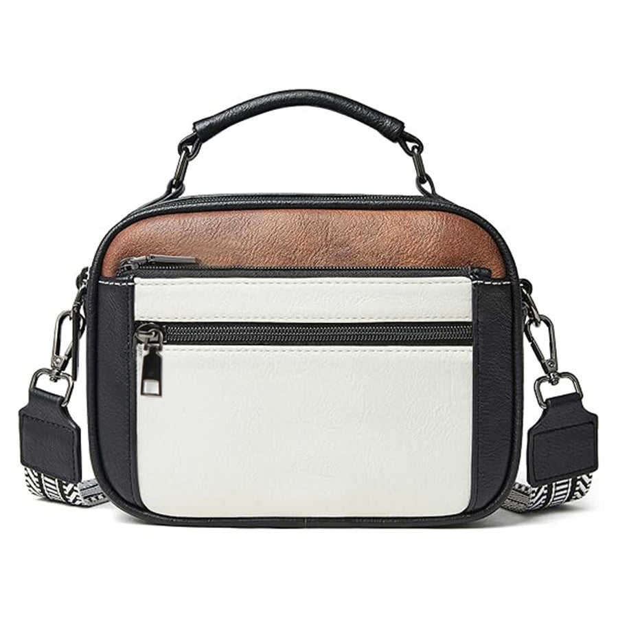 Chessboard double zipper small crossbody bag,Tote small crossbodyPU square bag, Small Crossbody Purse for Women Triple Zip,