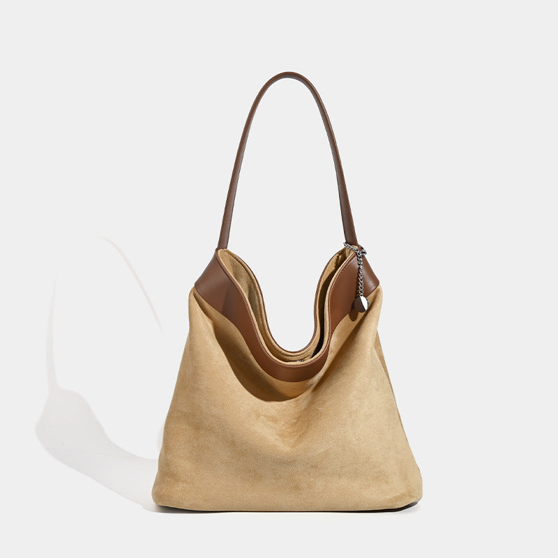 Design suede bucket bag, suede hobo bag for women, vintage minimalist tote hobo bag for women