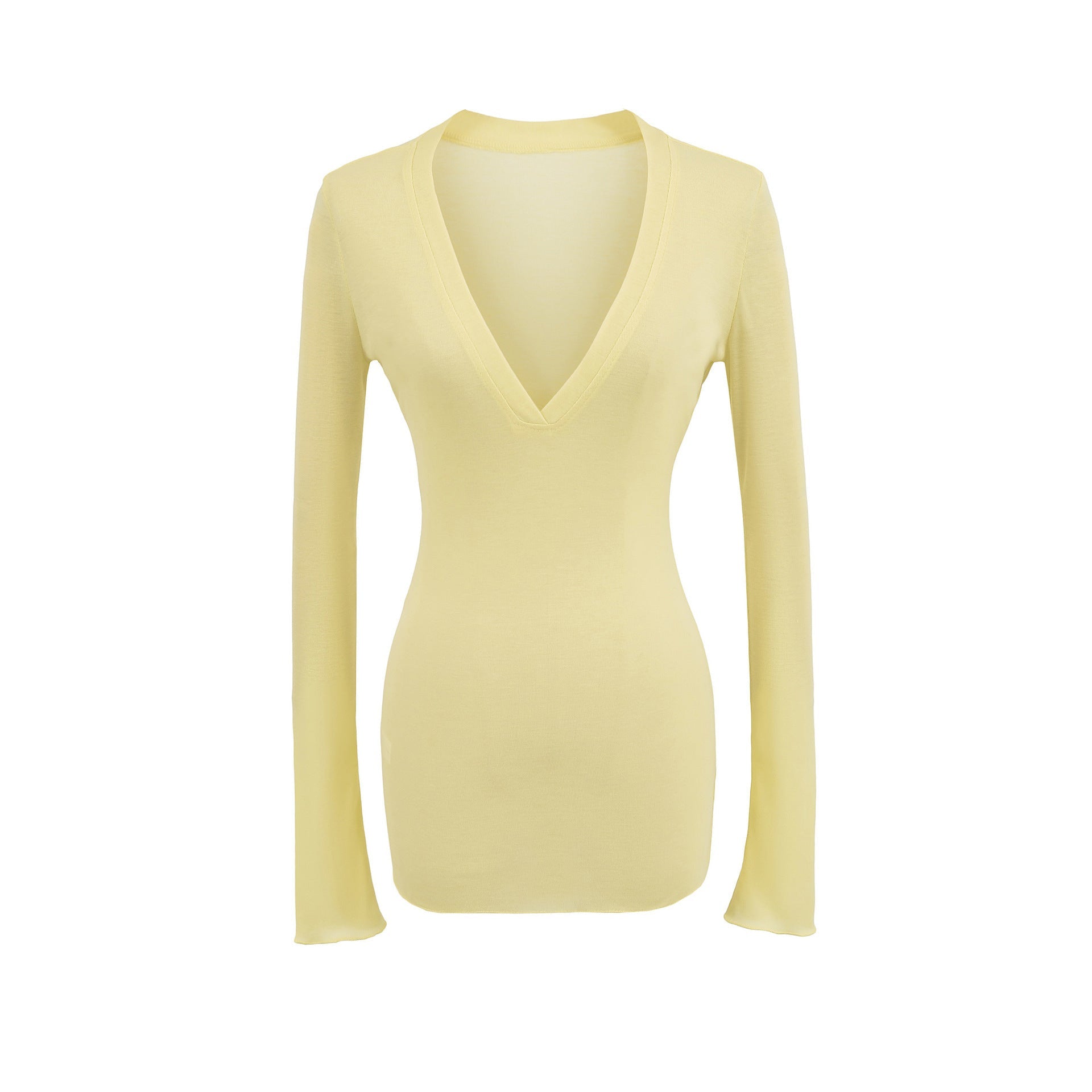 Deep V Neck Sheer T-Shirt