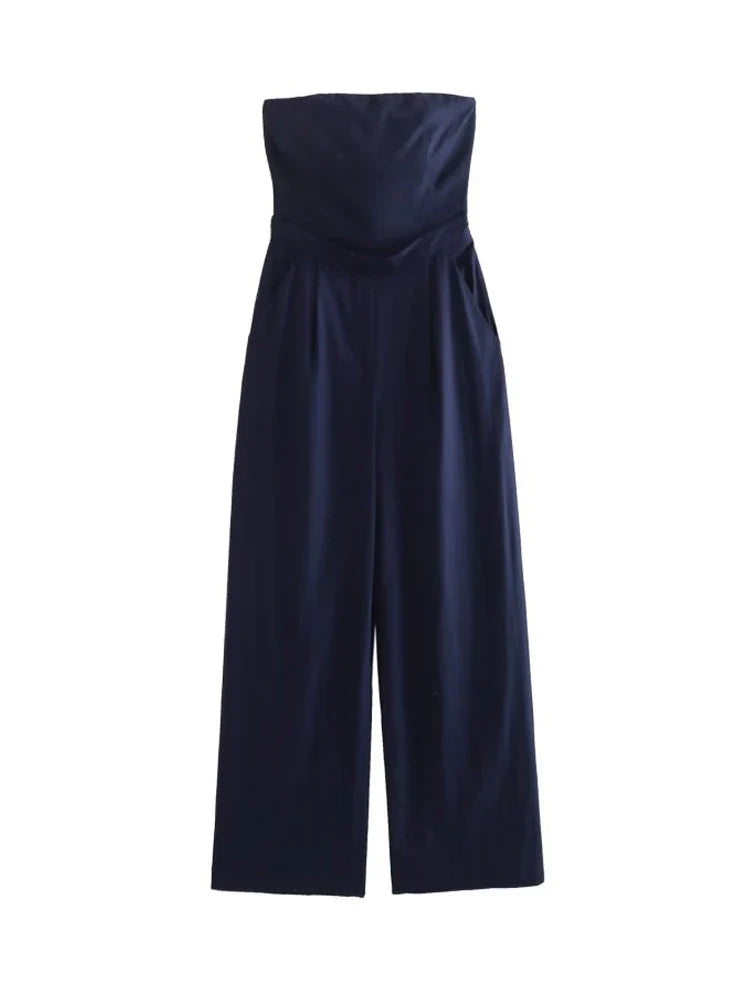 Solid Sexy Strapless Jumpsuits Women