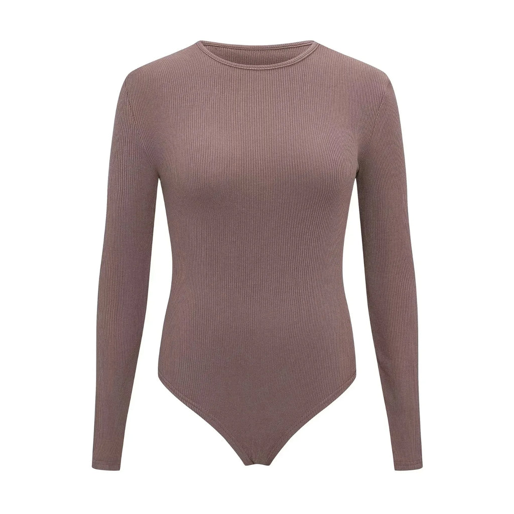 Women Long Sleeve O neck Tight Skinny Skims Style replacement Ribbed Bodysuit