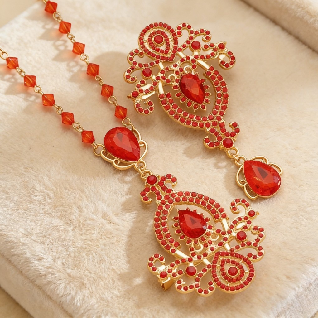 Vintage Crystal Brooch with Colorful Pendant