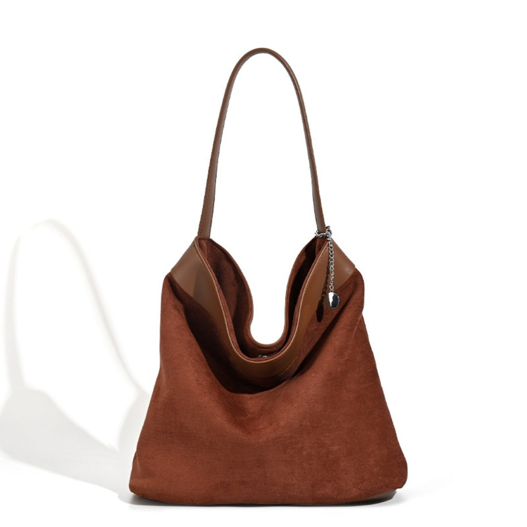 Design suede bucket bag, suede hobo bag for women, vintage minimalist tote hobo bag for women