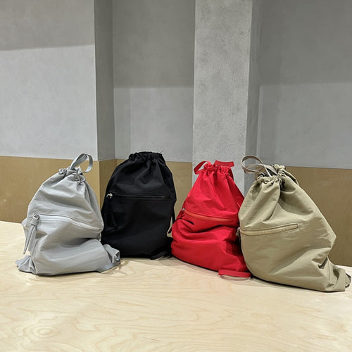 Casual bag women's summer large capacity bundle bucket bag, drawstring fabric backpack unisex, nylon backpack purse lightweight