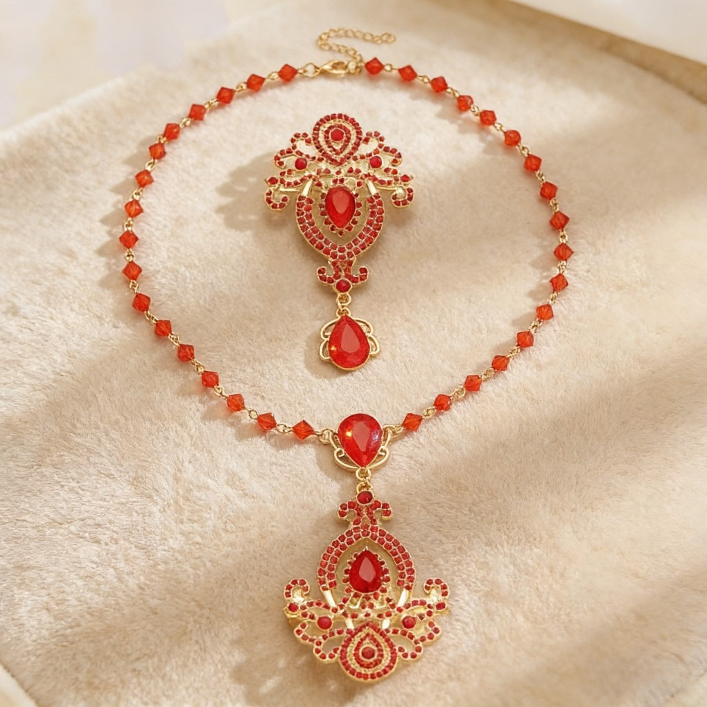 Vintage Crystal Brooch with Colorful Pendant