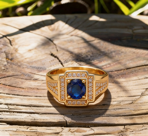 Bold Men's Zircon Statement Ring